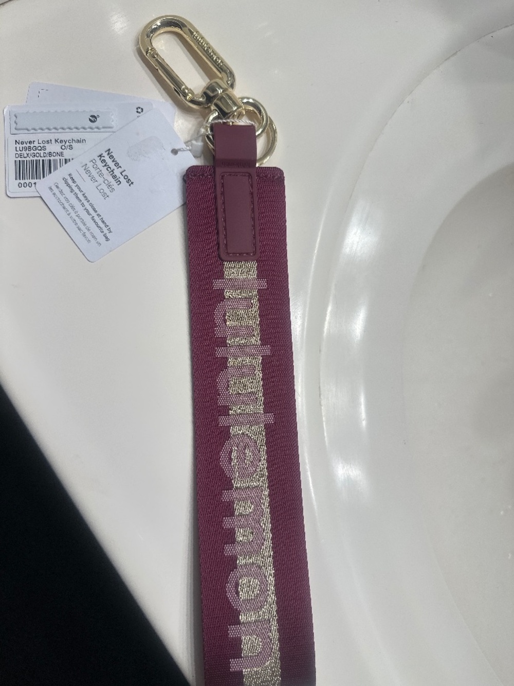 Lululemon Never Lost Keychain DELX/GOLD/BONE - NWT